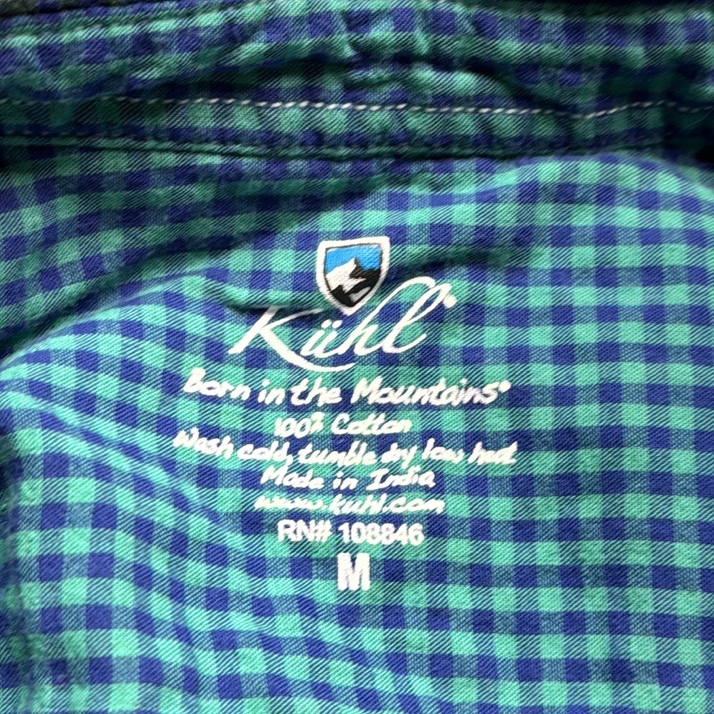 Kuhl Green Blue Long Sleeve Button Up Plaid Shirt Size Medium - Picture 7 of 9